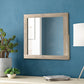 Transitional Style Grained Wood Encased Square Mirror, Cream By Casagear Home