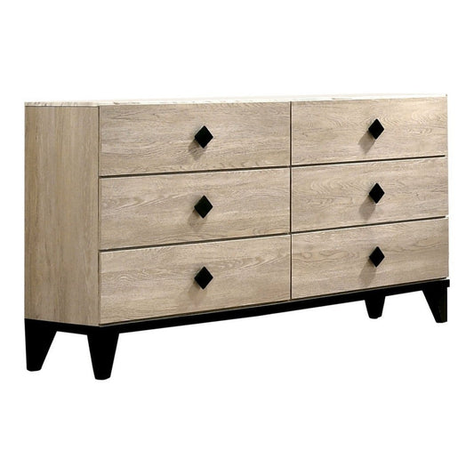 Dresser | 6 Drawer | Wood | Cream & Angled Legs