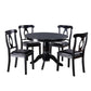 5 Piece Wooden Dining Set with Leatherette Padded Chairs, Black By Casagear Home