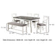 6 Piece Dining Set with Cut Out Back Chairs and Padded Bench White and Gray By Casagear Home BM228569