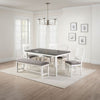 6 Piece Dining Table Set | Cut Out Chairs & Bench | White & Gray