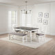 6 Piece Dining Table Set | Cut Out Chairs & Bench | White & Gray