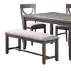 6 Piece Wooden Dining Set with Cut Out Back Chairs and Padded Bench Gray BM228570