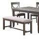 6 Piece Wooden Dining Set with Cut Out Back Chairs and Padded Bench Gray BM228570