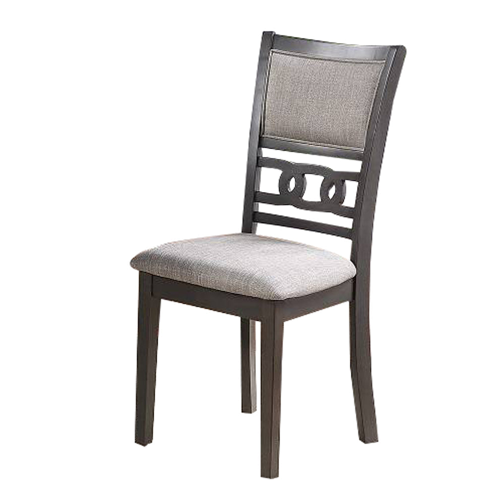 Fabric Upholstered Dining Chair with Panel Back Knot Cut Outs Set of 2 Gray By Casagear Home BM228572