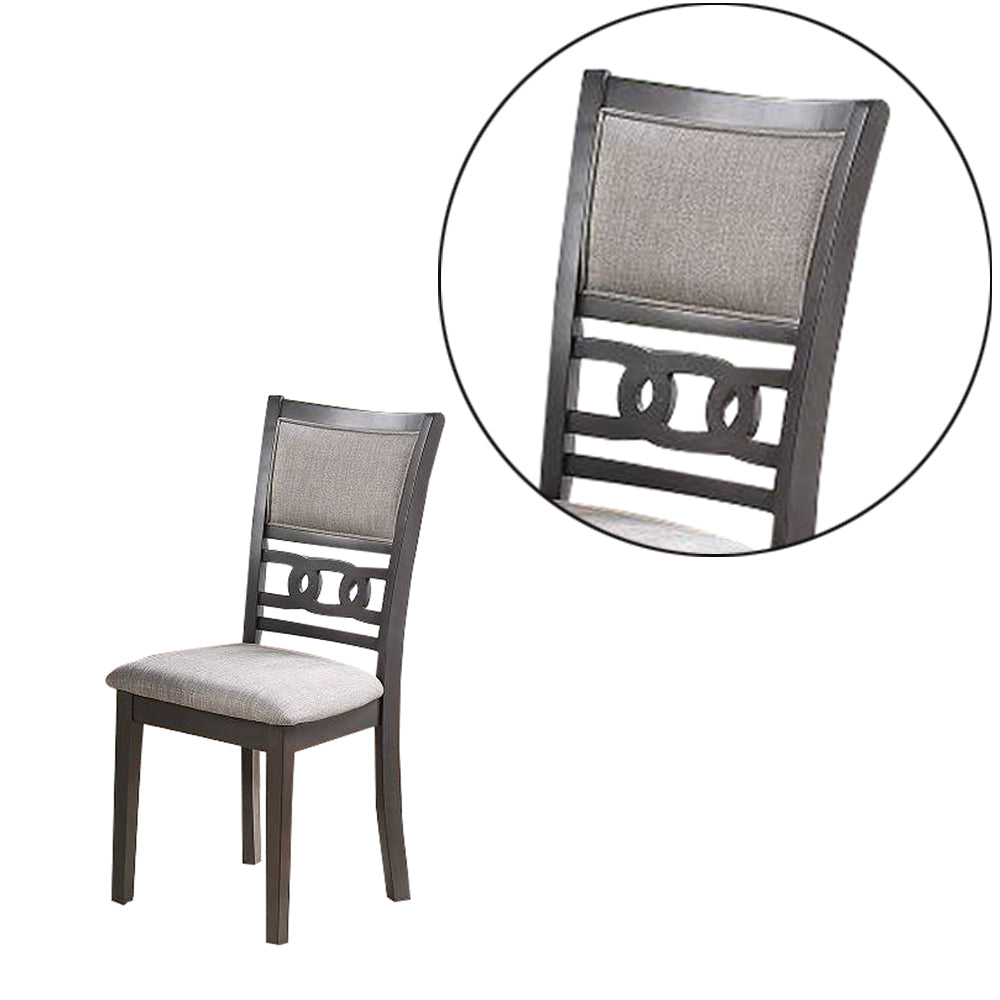 Fabric Upholstered Dining Chair with Panel Back Knot Cut Outs Set of 2 Gray By Casagear Home BM228572