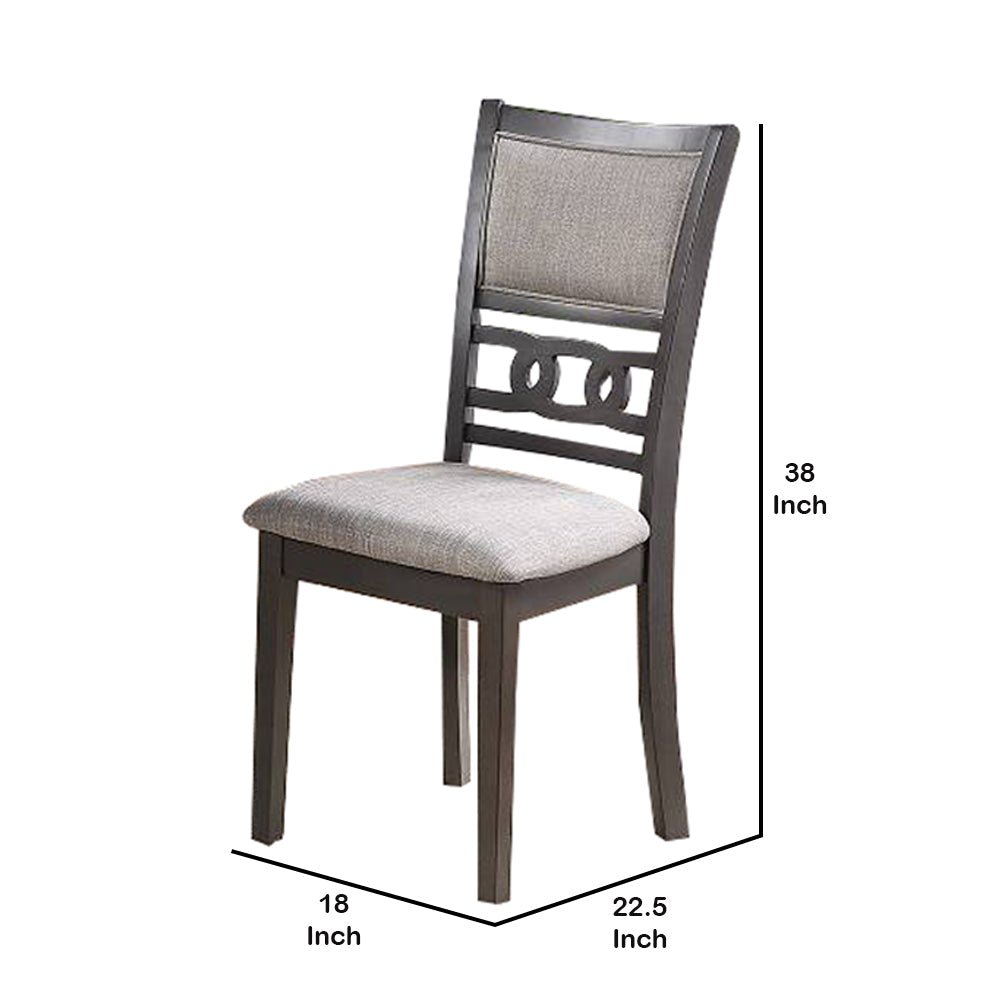 Fabric Upholstered Dining Chair with Panel Back Knot Cut Outs Set of 2 Gray By Casagear Home BM228572