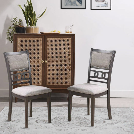 Dining Chair Set | Fabric Upholstered | Panel Back | Gray