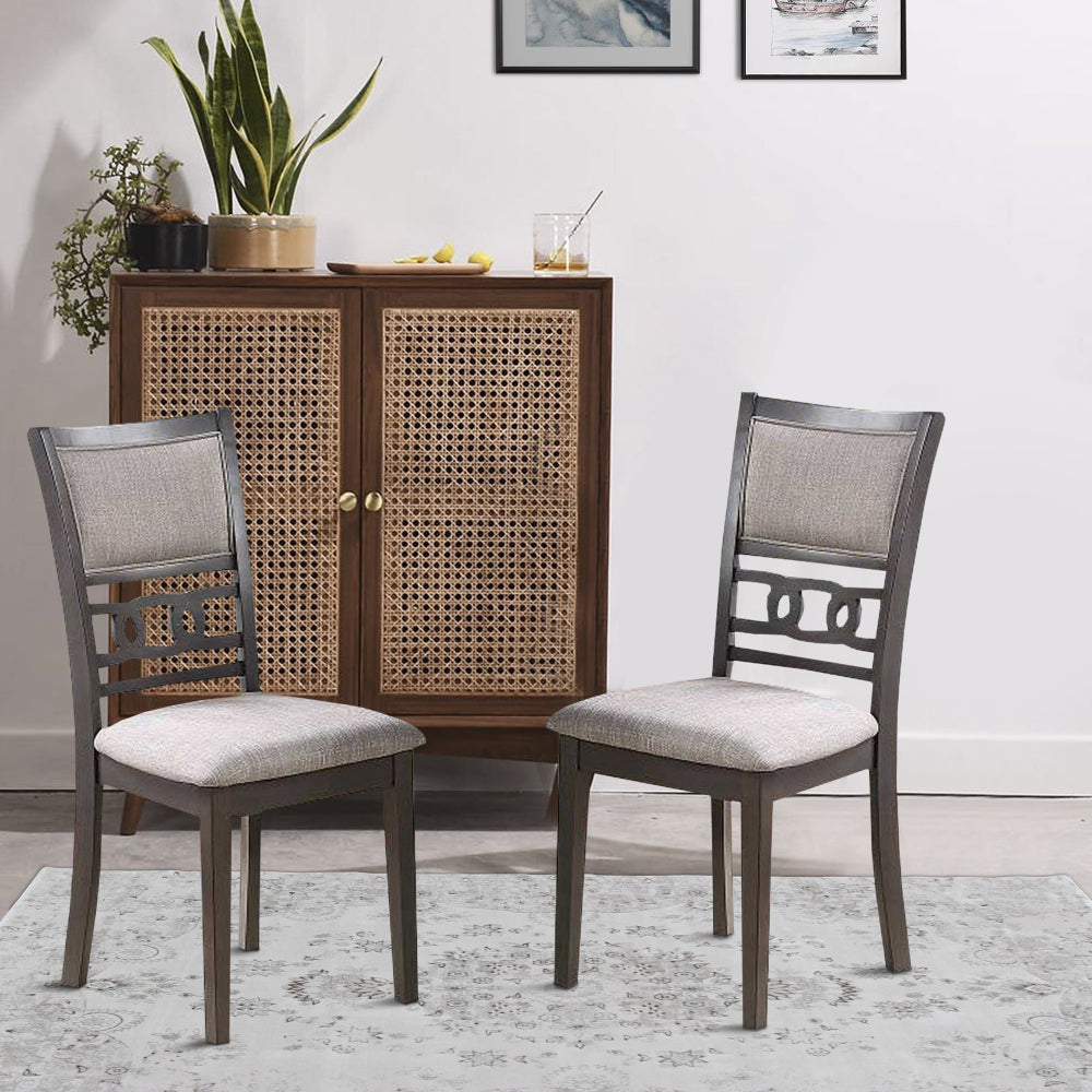 Dining Chair Set | Fabric Upholstered | Panel Back | Gray