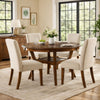 Round Top Wooden Dining Table with Boomerang Legs, Walnut Brown