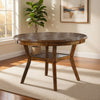 Round Top Wooden Dining Table with Boomerang Legs, Walnut Brown