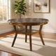 Round Top Wooden Dining Table with Boomerang Legs, Walnut Brown