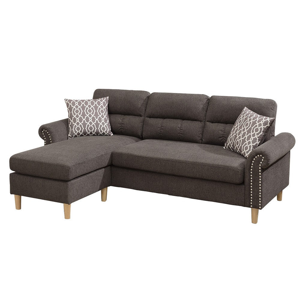 2 Piece Contemporary Sectional Set with Tufted Back, Tan
