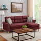 2 Piece Contemporary Sectional Set with Tufted Back, Red