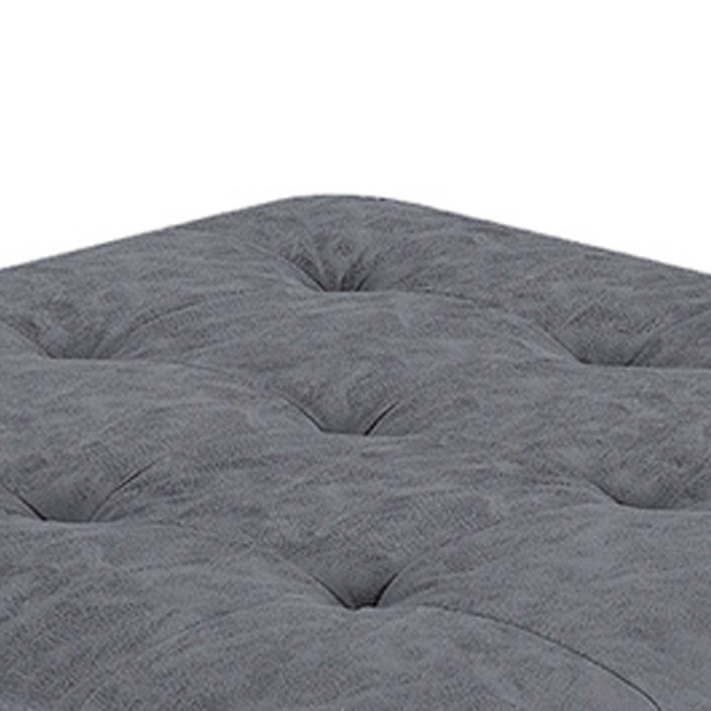 Contemporary Leatherette Rectangular tufted Ottoman, Gray