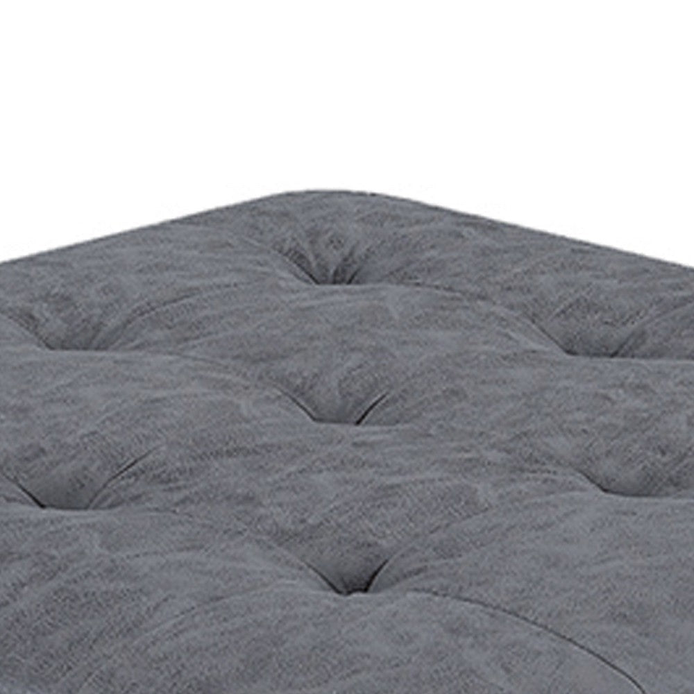 Contemporary Leatherette Rectangular tufted Ottoman Gray BM228583