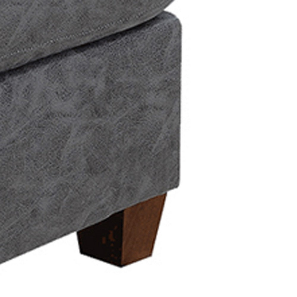 Contemporary Leatherette Rectangular tufted Ottoman, Gray