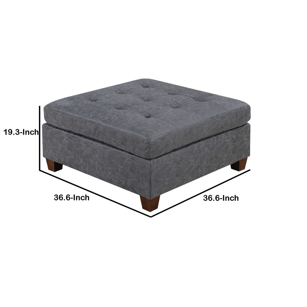 Contemporary Leatherette Rectangular tufted Ottoman, Gray
