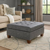 Contemporary Leatherette Rectangular tufted Ottoman, Gray