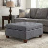 Contemporary Leatherette Rectangular tufted Ottoman, Gray