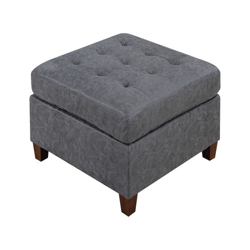 Contemporary Leatherette Rectangular tufted Ottoman, Gray