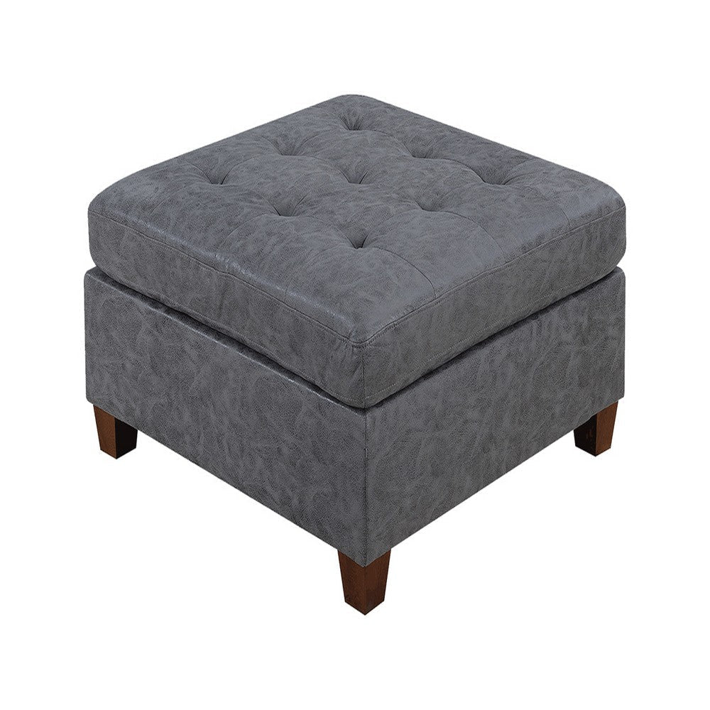Contemporary Leatherette Rectangular tufted Ottoman, Gray
