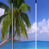 Beach Inspired Canvas Print 3 Panel Wooden Screen Blue and Green BM228607