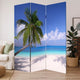 Beach Inspired Canvas Print 3 Panel Wooden Screen, Blue and Green