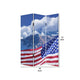 American Flag Printed Wood and Canvas 3 Panel Screen Multicolor BM228608