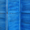 Wooden 3 Panel Shutter Screen with Fitted Slats, Light Blue