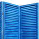 Wooden 3 Panel Shutter Screen with Fitted Slats, Light Blue