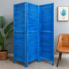 Wooden 3 Panel Shutter Screen with Fitted Slats, Light Blue