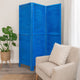 Wooden 3 Panel Shutter Screen with Fitted Slats, Light Blue