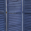 Wooden 3 Panel Shutter Screen with Fitted Slats, Dark Blue
