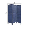 Wooden 3 Panel Shutter Screen with Fitted Slats Dark Blue BM228610