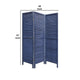 Wooden 3 Panel Shutter Screen with Fitted Slats Dark Blue BM228610