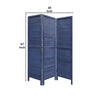 Wooden 3 Panel Shutter Screen with Fitted Slats, Dark Blue