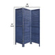 Wooden 3 Panel Shutter Screen with Fitted Slats, Dark Blue