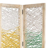 3 Panel Wooden Screen with Woven Reinforced Yarn Multicolor By Casagear Home BM228614