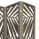 3 Panel Wooden Screen with Laser Cut Tropical Leaf Design Gray BM228617