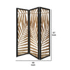 3 Panel Wooden Screen with Laser Cut Tropical Leaf Design Gray BM228617