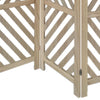 3 Panel Wooden Frame Screen with Diagonal Cut Slats, Natural Brown