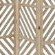 3 Panel Wooden Frame Screen with Diagonal Cut Slats, Natural Brown