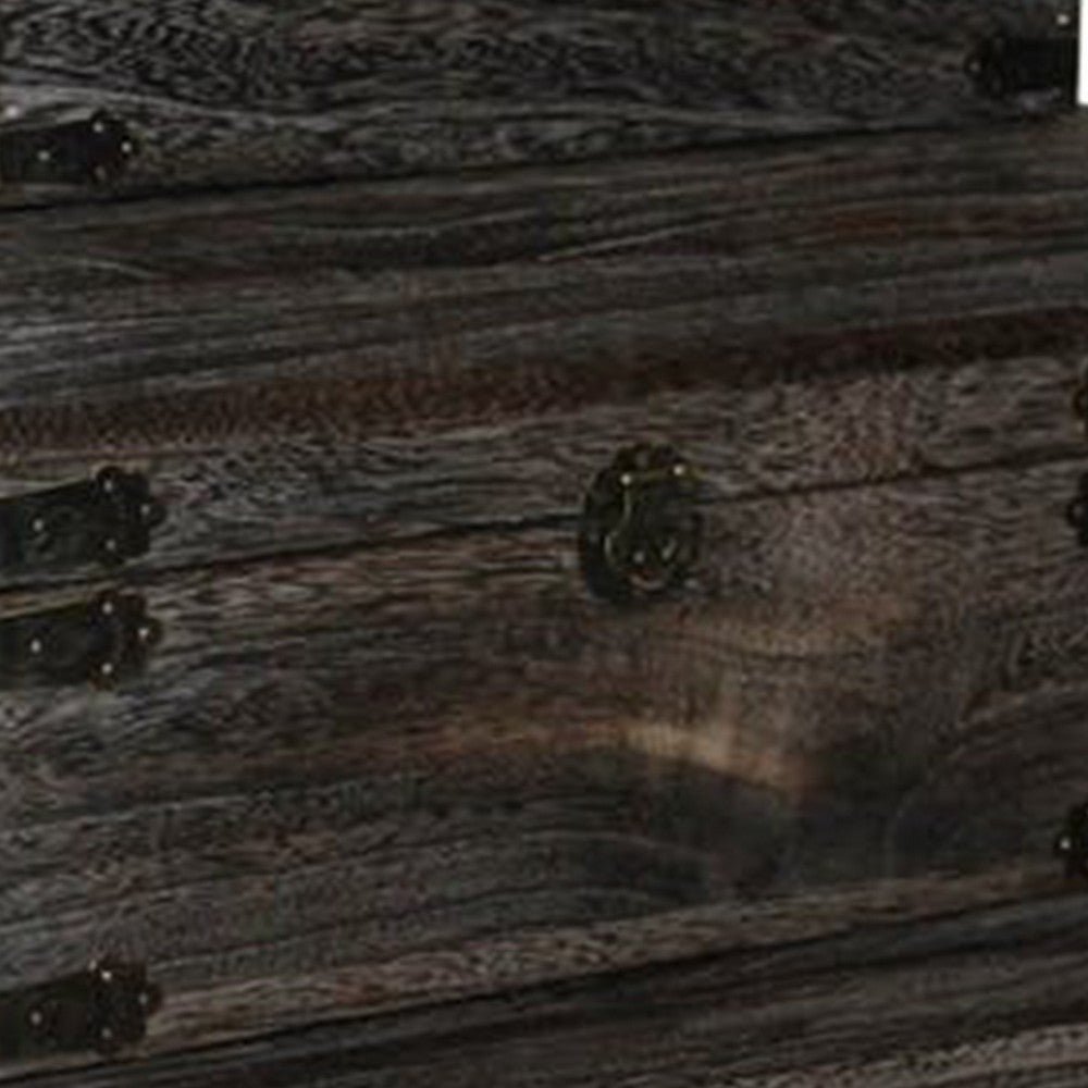 Wooden Lift Top Storage Box with Grain Details, Set of 3, Gray