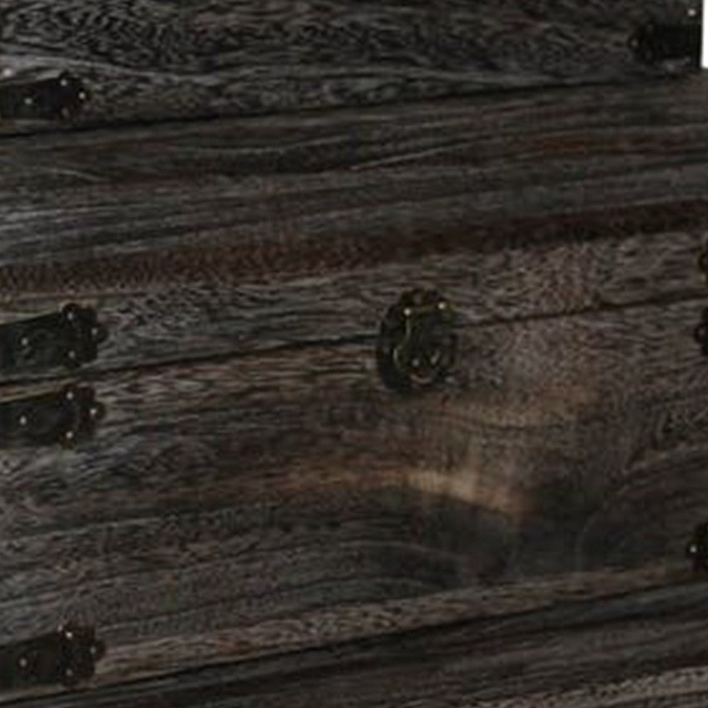 Wooden Lift Top Storage Box with Grain Details Set of 3 Gray BM228639