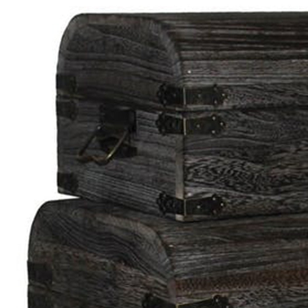 Wooden Lift Top Storage Box with Grain Details Set of 3 Gray BM228639