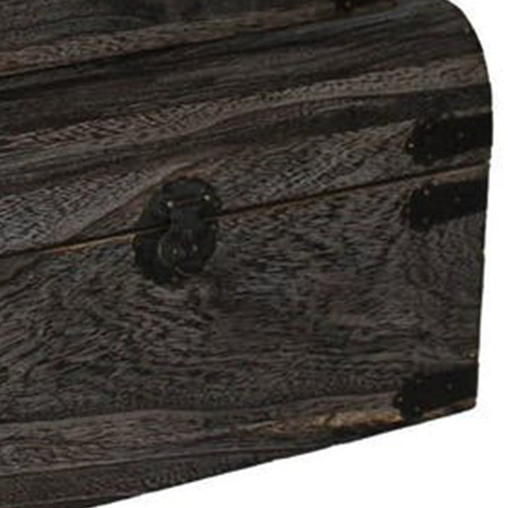 Wooden Lift Top Storage Box with Grain Details, Set of 3, Gray