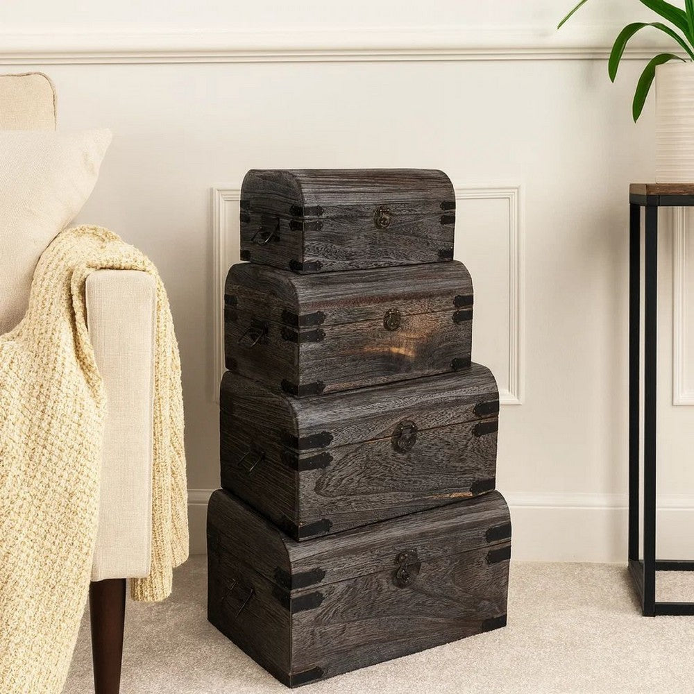 Top View Storage Box Buy Wooden Storage Box Lift Top Grain Gray Set of 3 – Casagear