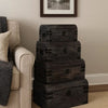Wooden Lift Top Storage Box with Grain Details, Set of 3, Gray