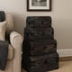 Wooden Lift Top Storage Box with Grain Details, Set of 3, Gray